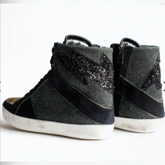 Zadig & Voltaire High Flash Shift Sparkle Leather Sneakers High T…​​​ - Picture 13 of 15